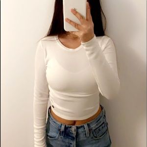 White Long sleeve crop top